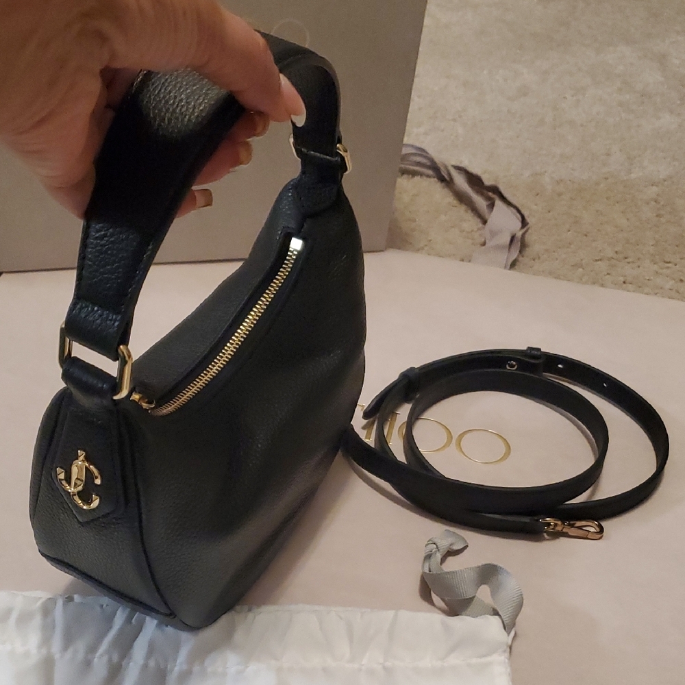Jimmy Choo Black Leather Tote with Gold Details - Picture 7 of 9